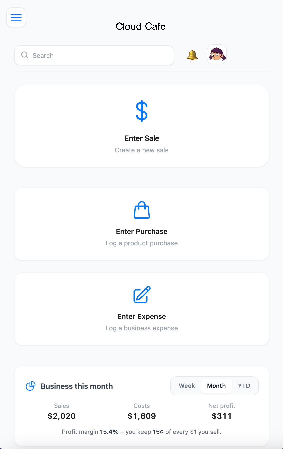 Nimos mobile dashboard